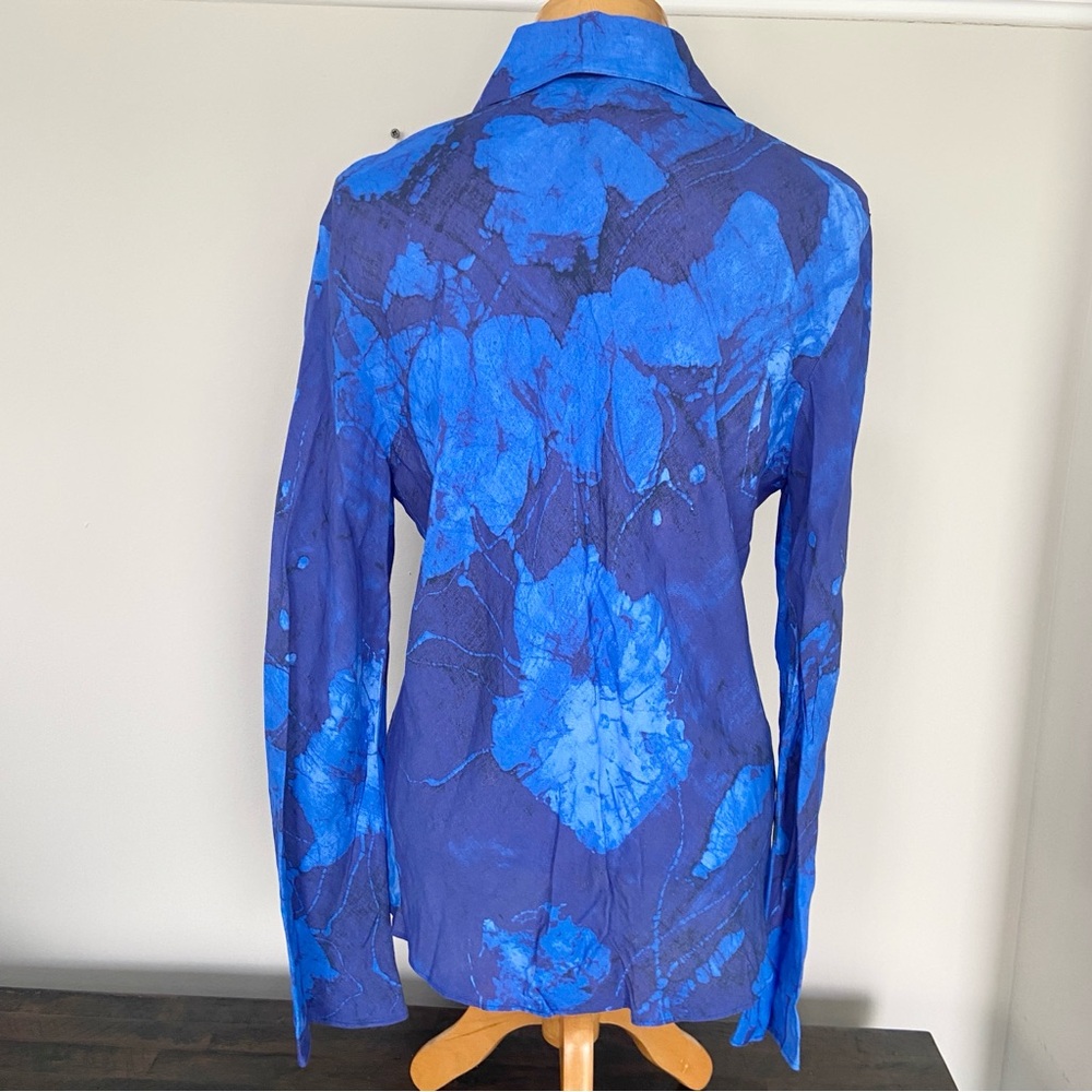 MNG MANGO Blue Abstract Print Trio Button-Up Shirt Women’s 8 - Picture 3 of 6